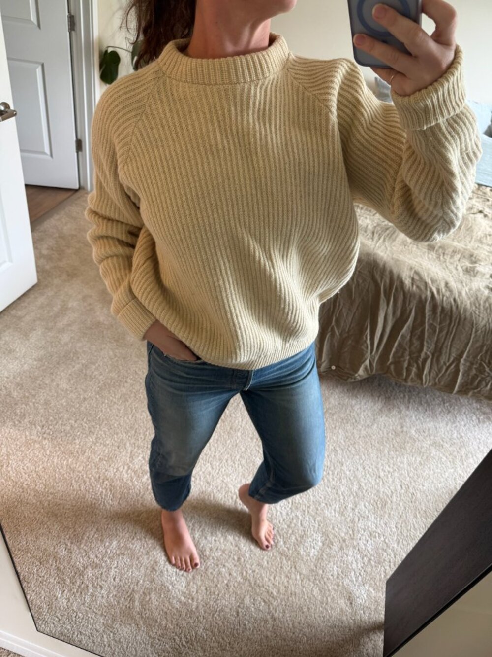 Vintage Lands' End Chunky Knit Wool Fisherman Sweater OSFM